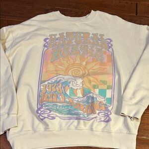 Billabong Cream Crewneck with Pastel Surf & Sun Graphic